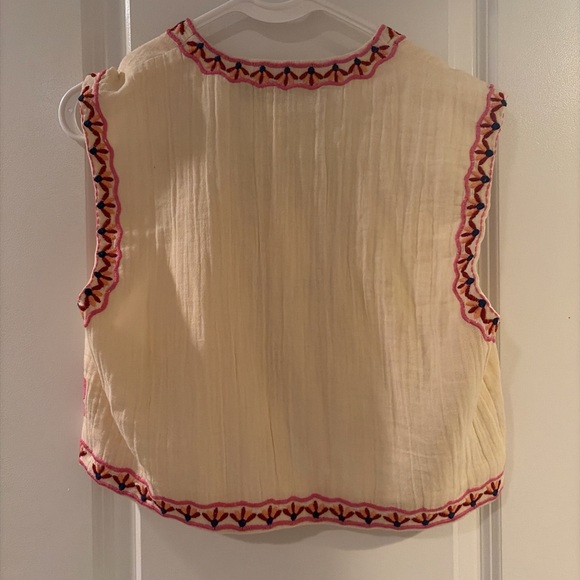 NOT FOR SALE Zara Cream Vest with Pink and Green Embroidery - Picture 3 of 4